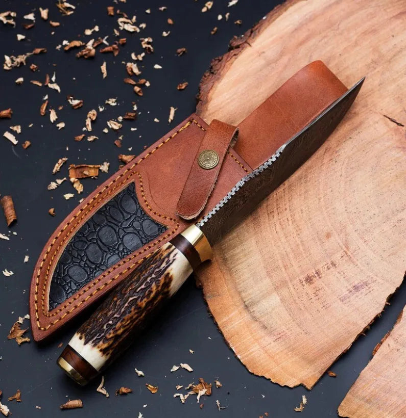 Handmade Knife with Deer Antler Handle