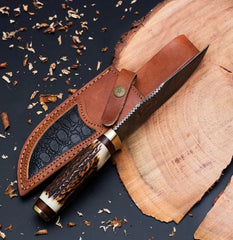 Handmade Knife with Deer Antler Handle