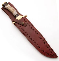 Iron Crest Damascus Bowie – Stag Horn Edition