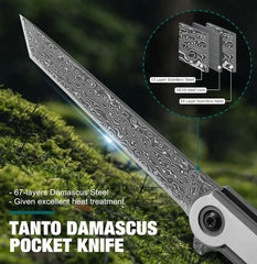 IronQuill – Slim Damascus Tanto EDC Knife