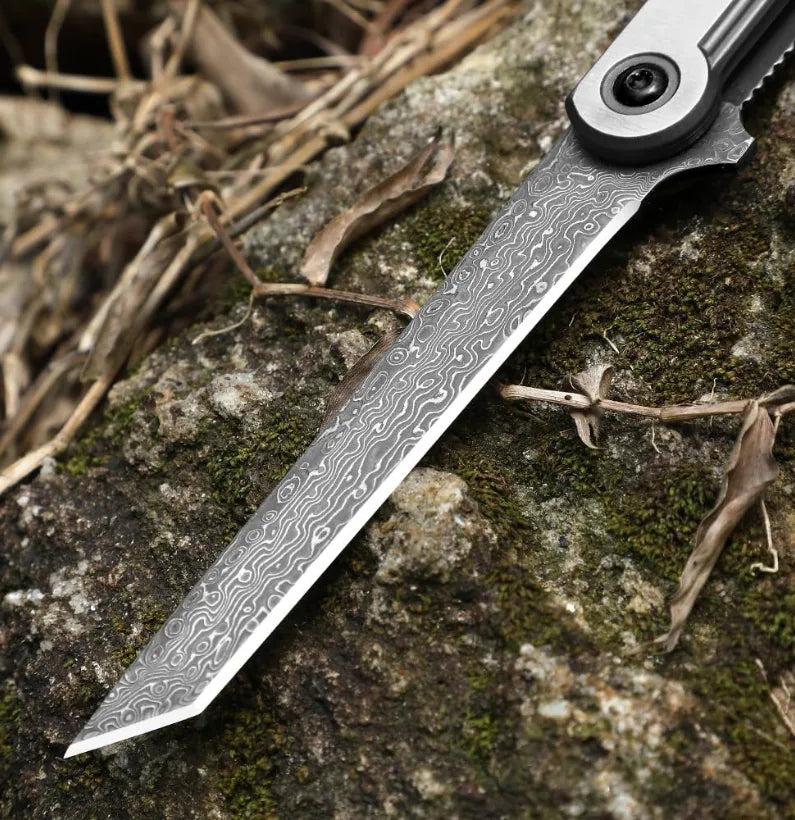 IronQuill – Slim Damascus Tanto EDC Knife