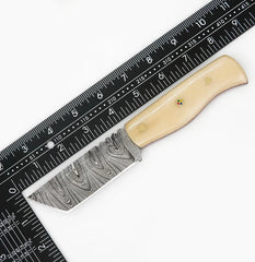IvoryEdge Tanto – Damascus Fixed Blade with Camel Bone Handle
