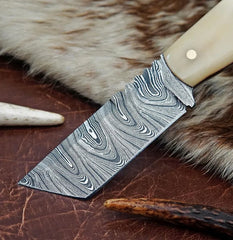 IvoryEdge Tanto – Damascus Fixed Blade with Camel Bone Handle