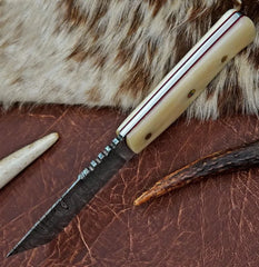 IvoryEdge Tanto – Damascus Fixed Blade with Camel Bone Handle