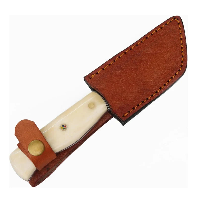 IvoryEdge Tanto – Damascus Fixed Blade with Camel Bone Handle