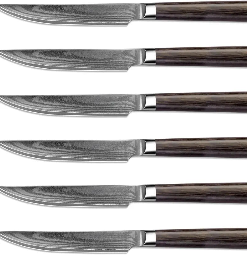 Kyodai 6-Piece Damascus Dining Knife Set – VG10 Core, Pakka Handle