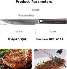 Kyodai 6-Piece Damascus Dining Knife Set – VG10 Core, Pakka Handle