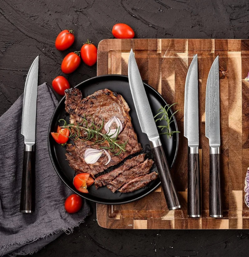 Kyodai 6-Piece Damascus Dining Knife Set – VG10 Core, Pakka Handle