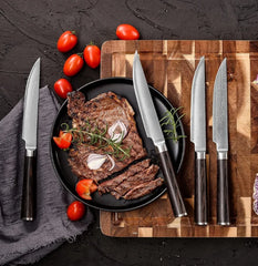 Kyodai 6-Piece Damascus Dining Knife Set – VG10 Core, Pakka Handle