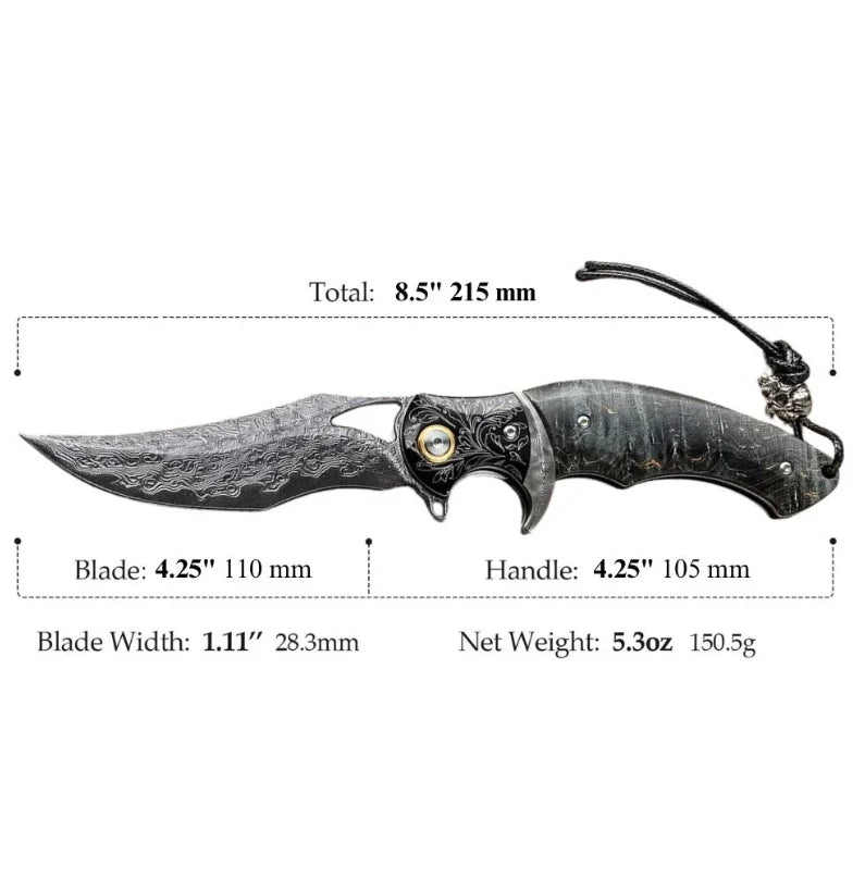 Legion Forge – Damascus Hunting Knife with Stained Maple Handle