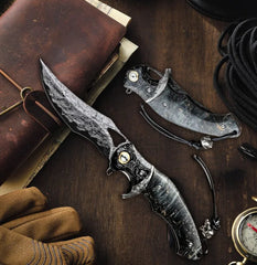 Legion Forge – Damascus Hunting Knife with Stained Maple Handle