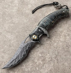 Legion Forge – Damascus Hunting Knife with Stained Maple Handle