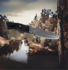Obsidian Trail – Damascus Raindrop Bushcraft Knife