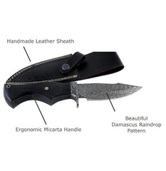 Obsidian Trail – Damascus Raindrop Bushcraft Knife