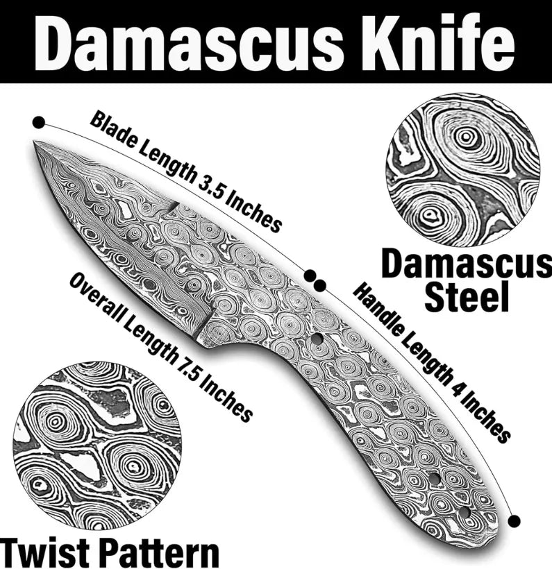 RainCore Forge – Damascus Hunting Knife Blank