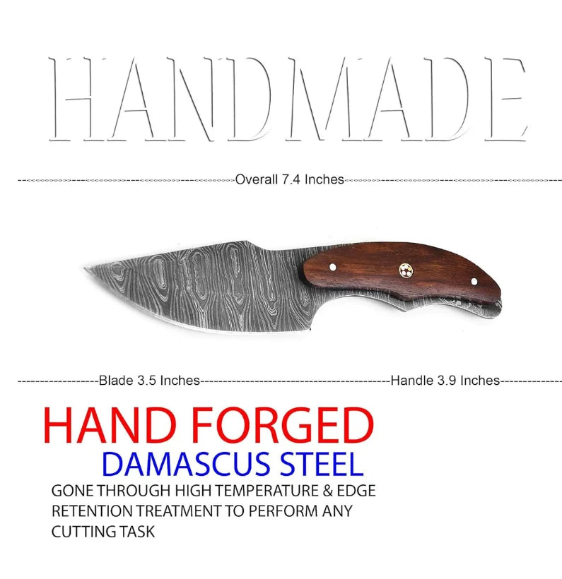 Ridgeback 7.5″ Damascus Fixed Blade Skinning Knife
