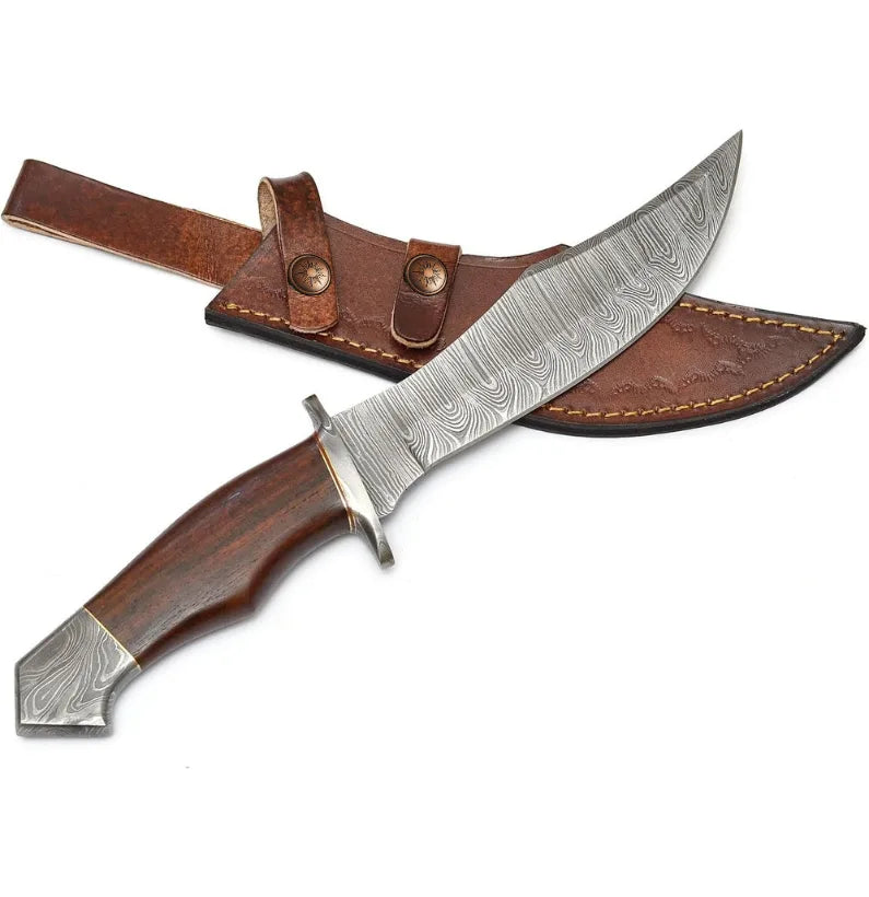 Rosefang Sentinel – Hand-Forged Damascus Bowie