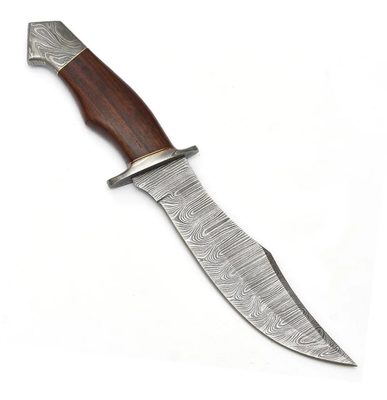 Rosefang Sentinel – Hand-Forged Damascus Bowie