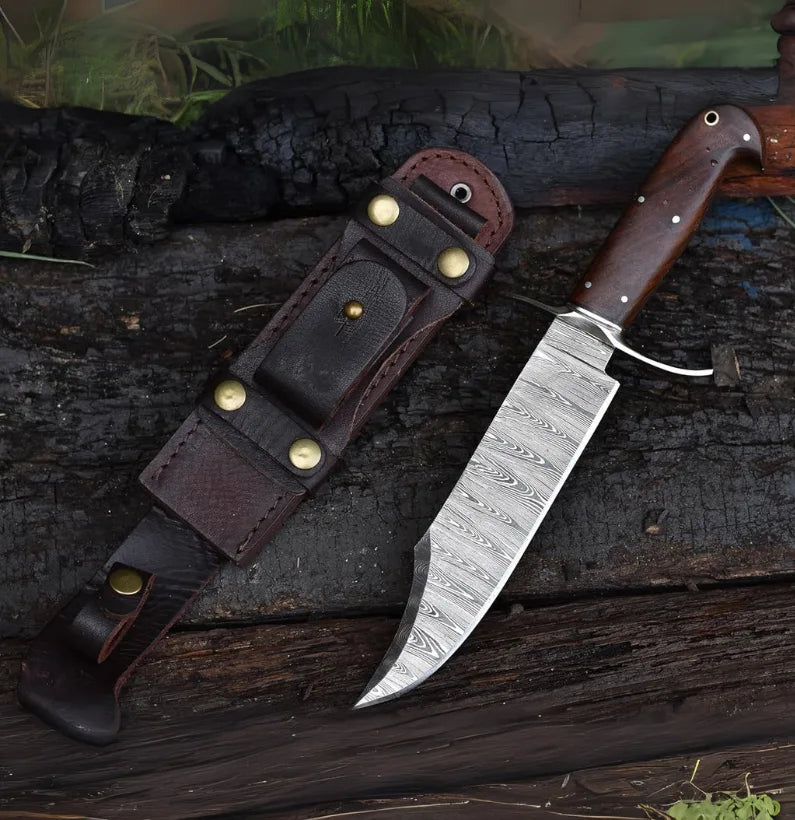 Scout’s Edge 13 Damascus Steel Bowie with Walnut Handle