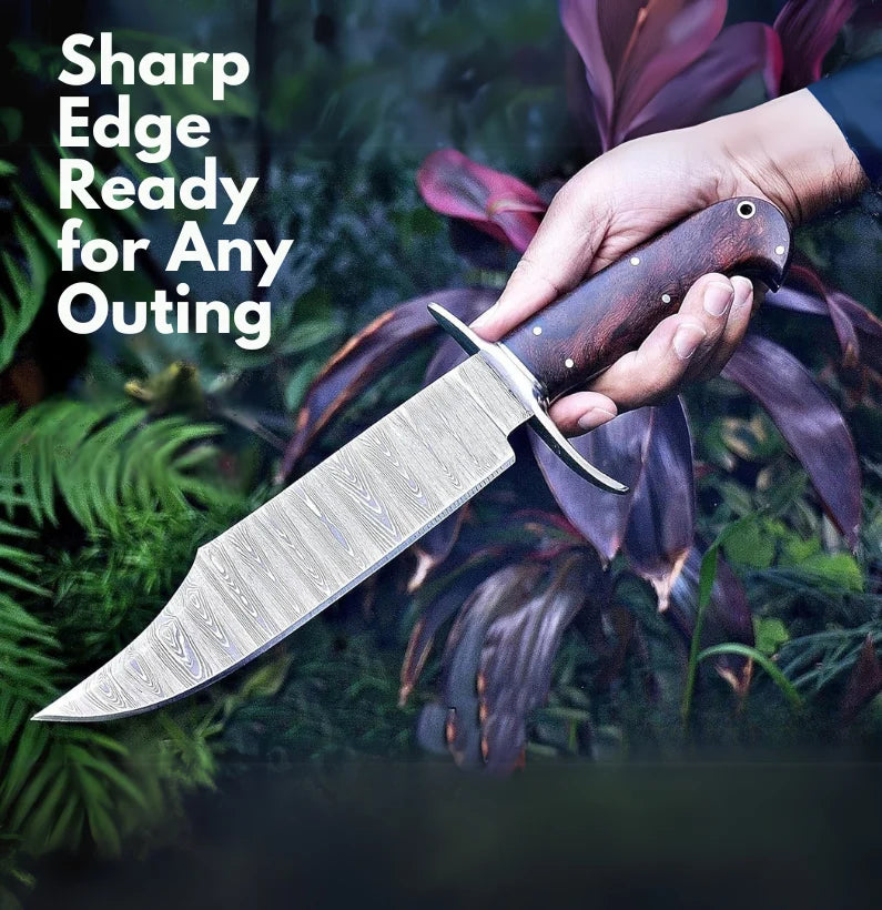 Scout’s Edge 13 Damascus Steel Bowie with Walnut Handle