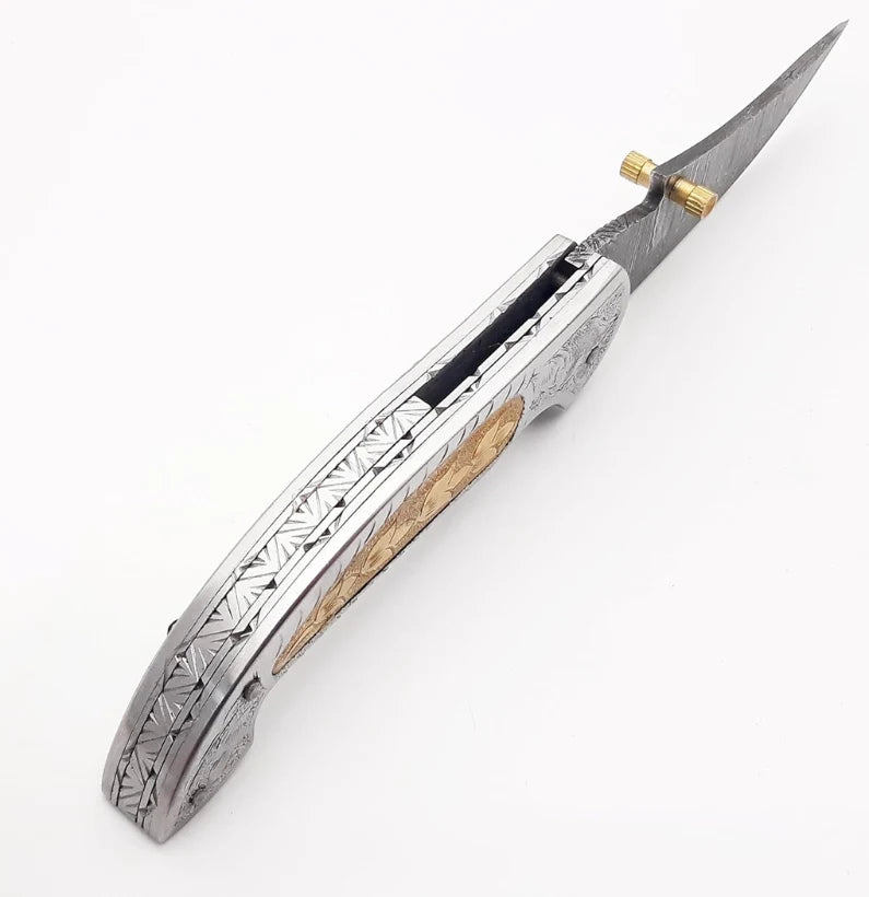 ShadowCrafter 7.4″ Damascus Folding Knife with Liner Lock