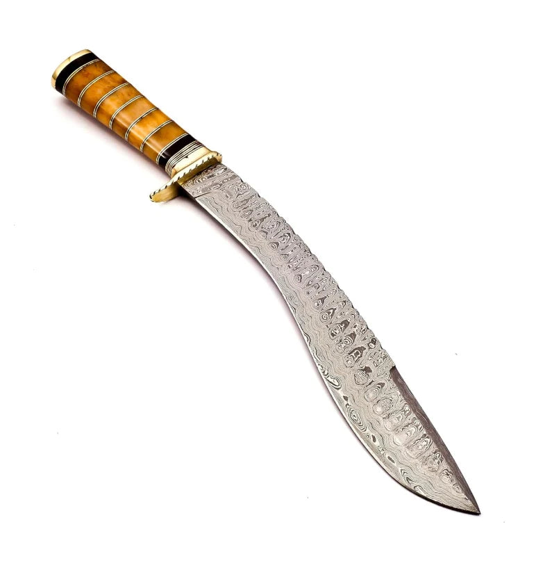 Solar Reign – Damascus Kukri with Camel Bone Handle