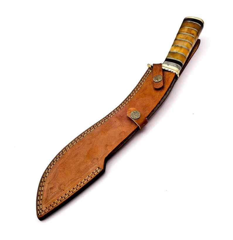 Solar Reign – Damascus Kukri with Camel Bone Handle