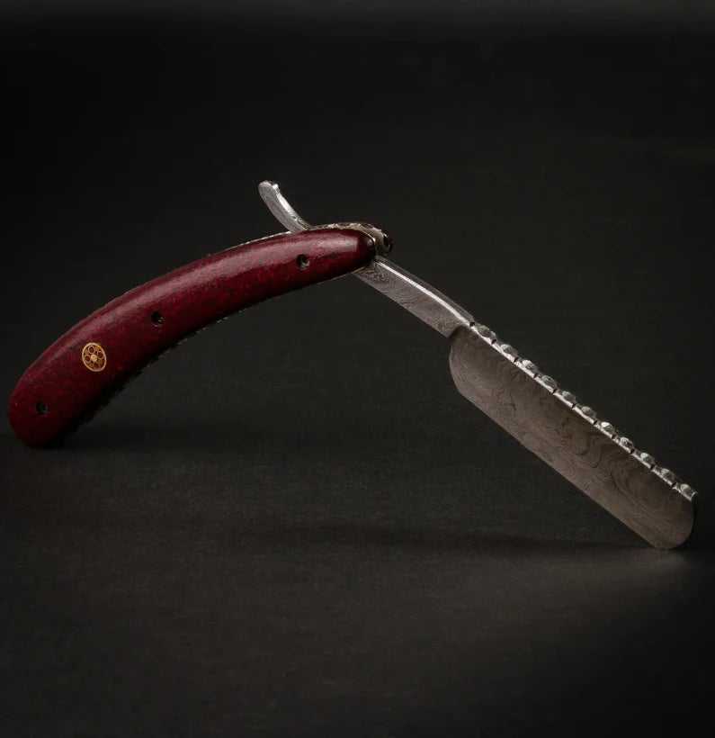 Throat Cutter Handmade Damascus Steel Straight Razor - Mahogany