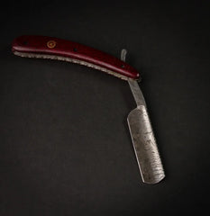 Throat Cutter Handmade Damascus Steel Straight Razor - Mahogany