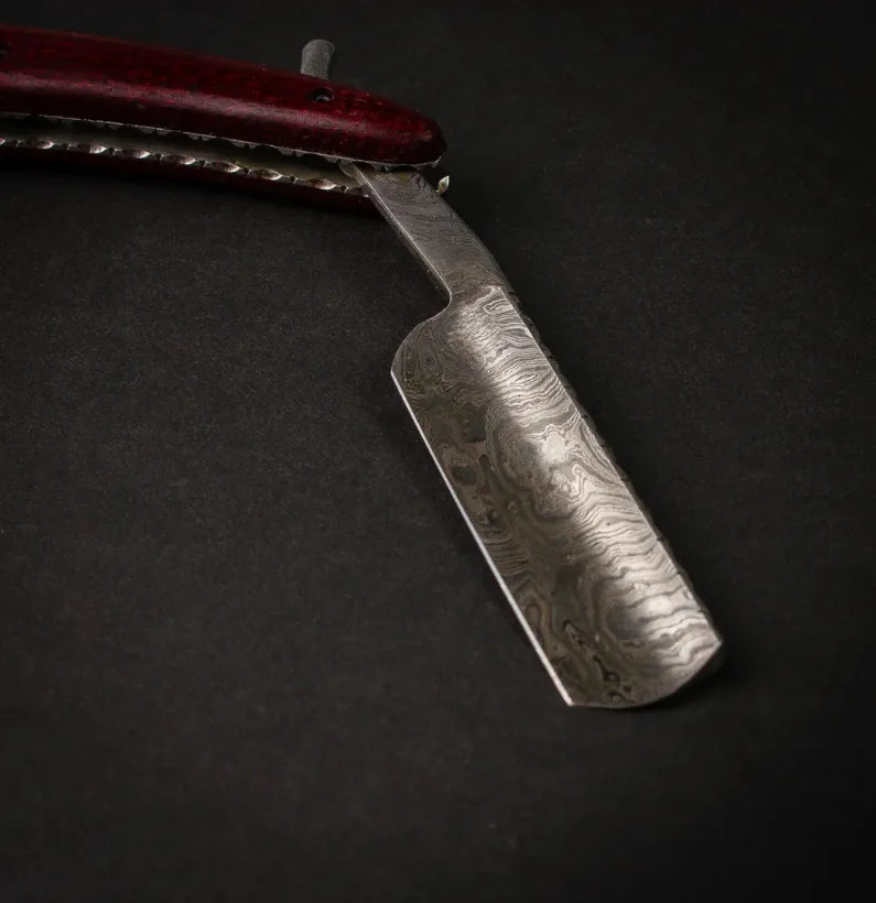 Throat Cutter Handmade Damascus Steel Straight Razor - Mahogany