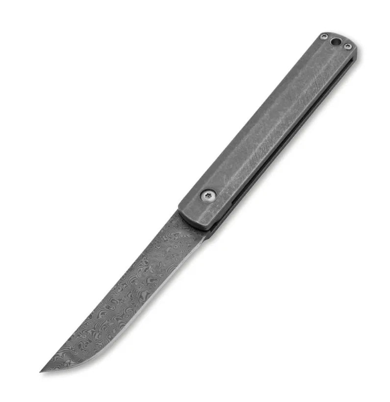 TitanEdge Damascus Gentleman Folder – Titanium EDC Knife with Pocket Clip