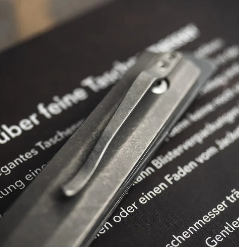 TitanEdge Damascus Gentleman Folder – Titanium EDC Knife with Pocket Clip