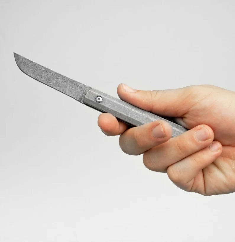 TitanEdge Damascus Gentleman Folder – Titanium EDC Knife with Pocket Clip