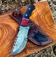 TrackerPro 10″ Damascus Fixed Blade Hunting Knife – Scout Carry Sheath