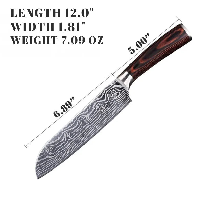 WaveForge 7” Damascus Chef Knife – Rosewood Handle