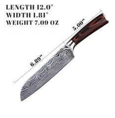WaveForge 7” Damascus Chef Knife – Rosewood Handle
