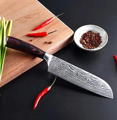 WaveForge 7” Damascus Chef Knife – Rosewood Handle